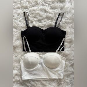 Haute Monde Black and White Bustier Tops